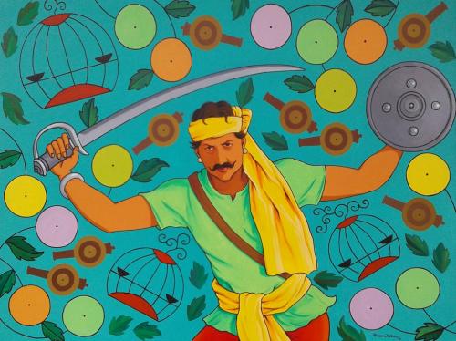 Meenaketan Pattnaik, Boxi the warrior, (Available), acrylic on canvas, 120 cm x 90 cm, 2017