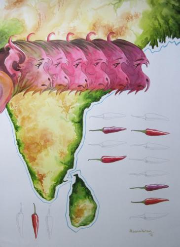 Meenaketan Pattnaik, Ramayan factor, (Available), 75x55cm, water colour on paper, 2012